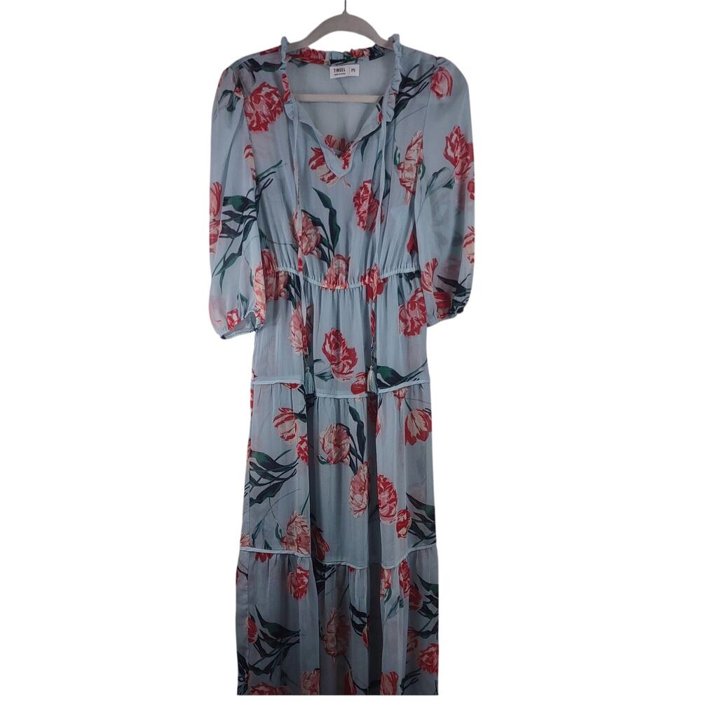 Tinsel Maxi Tiered Dress with Mini Dress Underneath, Size PS